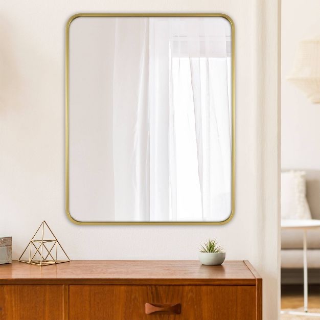 30" x 24" Rectangular Decorative Wall Mirror with Rounded Corners Brass - Project 62™