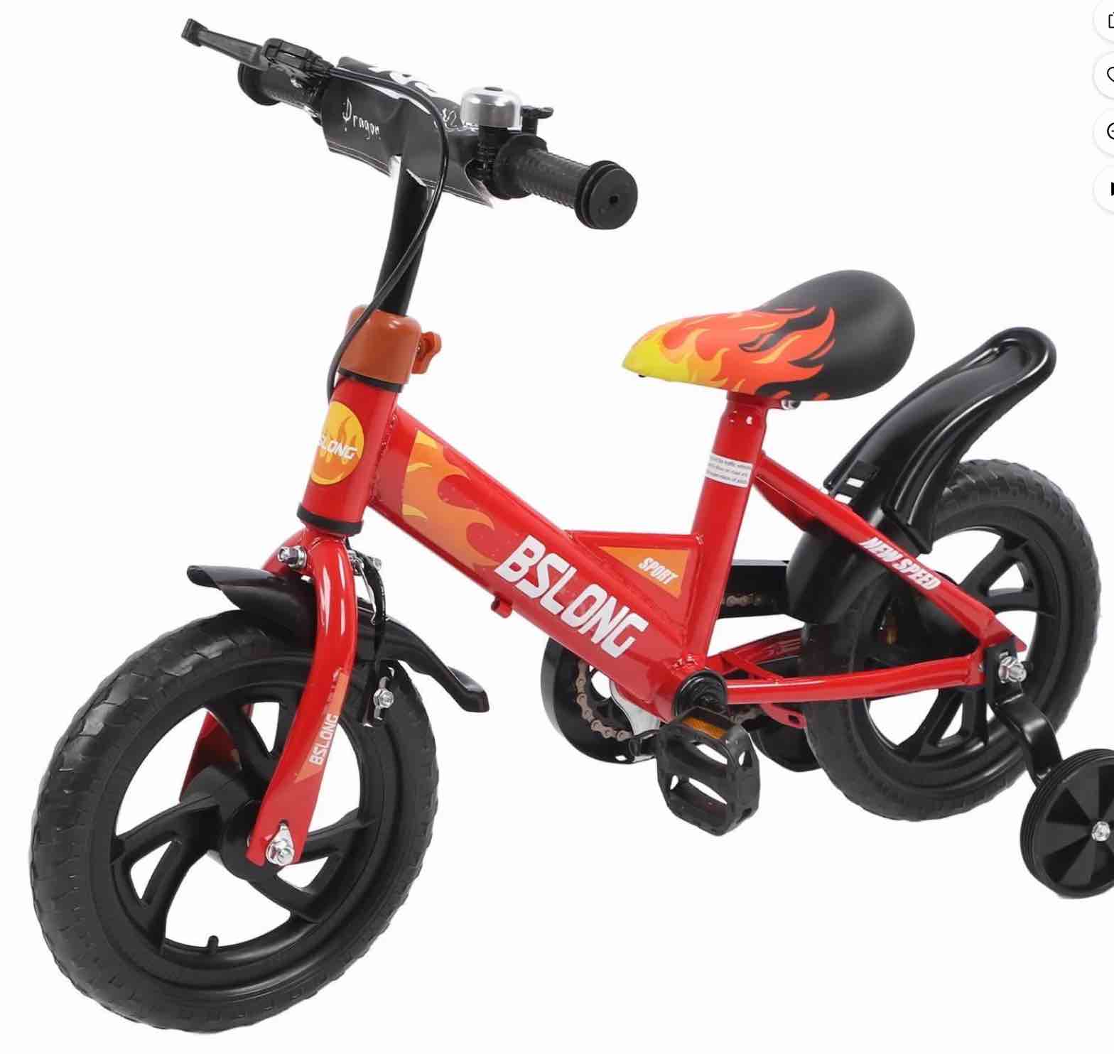  Kids Bike with Training Wheels, Children Bike with Adjustable Handlebar, Kids Bicycle for Boys Girls Toddlers Age 1 to 5, 2-in-1 Toddler Bike with Handbrake/Bell/Pedals, up to 110lbs