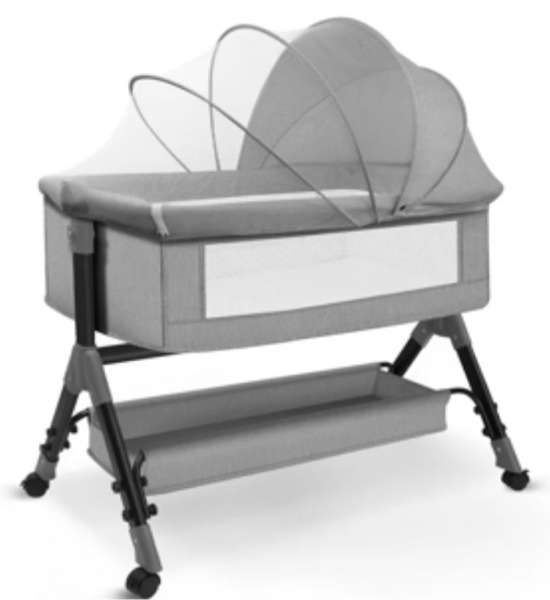 Baby Bassinet for Infant  Adjustable Bedside Bassinet with 360° Wheel and Storage Basket Crib for Newborns  Dark Gray