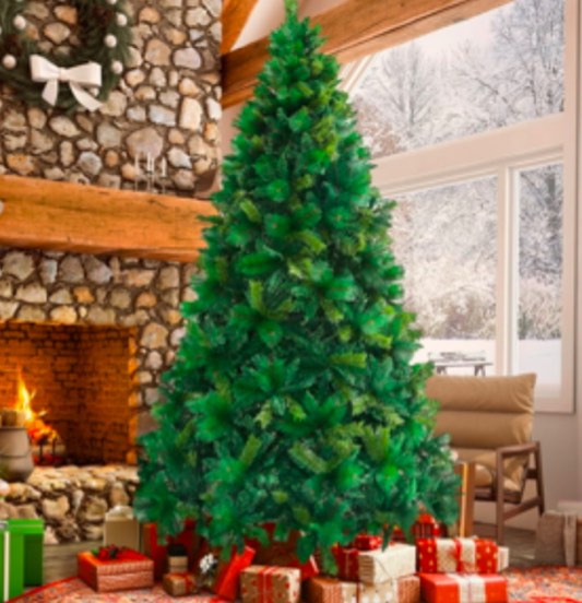 Qunler 7.5FT Artificial Christmas Tree, Green PVC Spruce Tree with 1600 Branch Tips