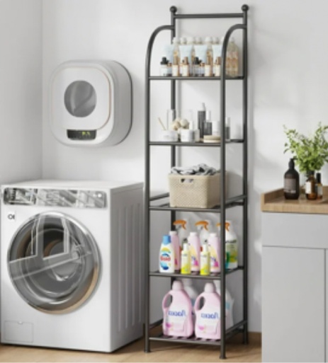 SUGIFT 5 Shelf Bathroom Storage Shelf Unit Shower Shelves for Storage and Towel Display, Black