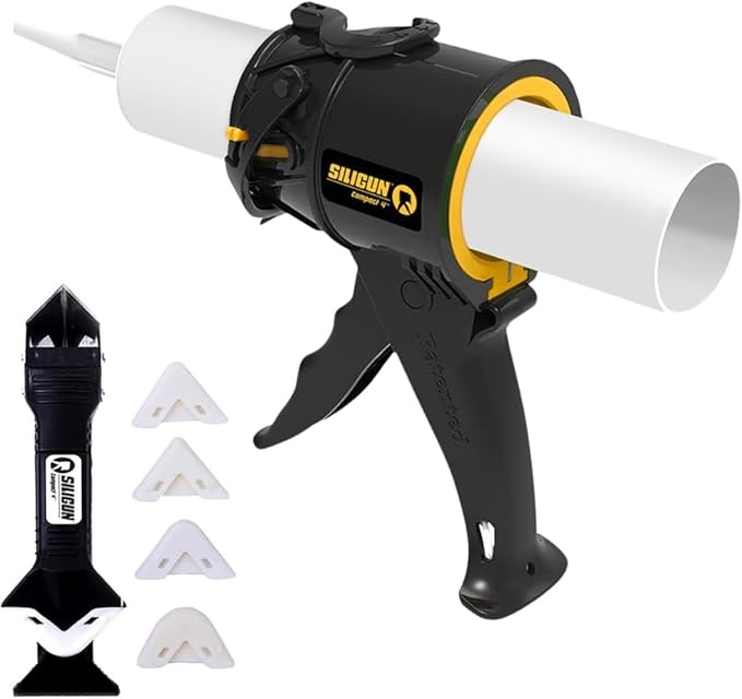 SILIGUN™ Compact Caulking Gun with Caulking Tools - No Drip Caulk Gun - Patented Design - Lightweight ABS Frame - Works with All 10 oz Tubes