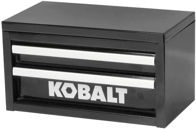 Kobalt Mini 2-Drawer Black Steel Tool Box Portable Storage System - Tools Jewelry Makeup Tattoo Accessories