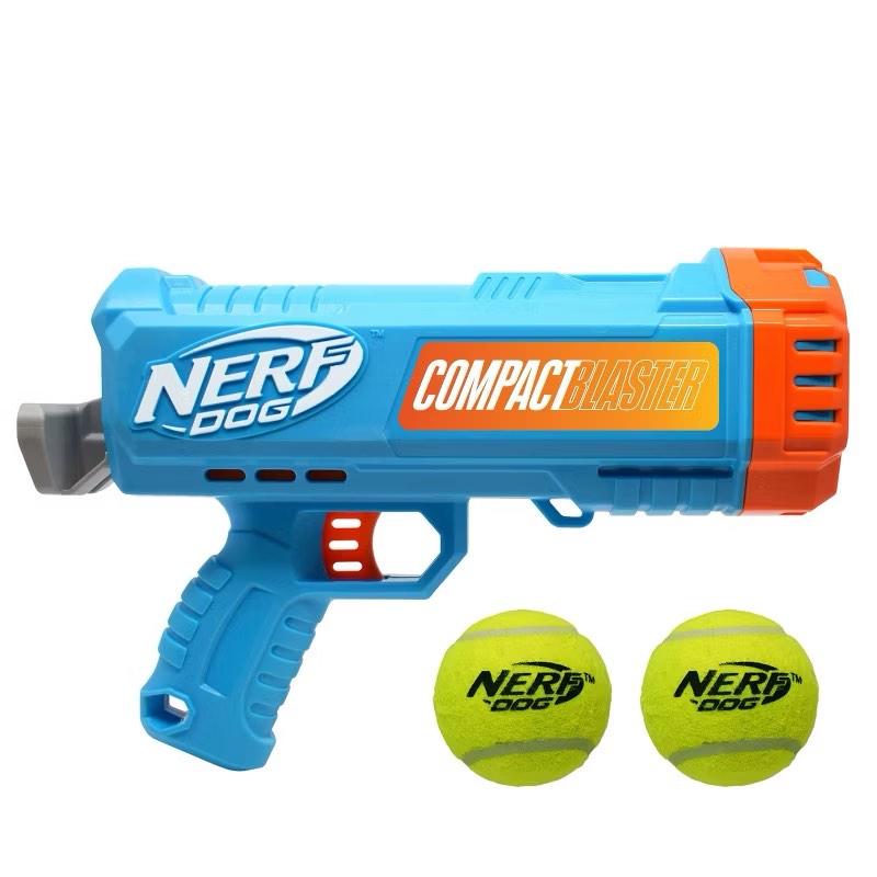 NERF 4.1" Blaster with 2.5" Non-Squeak 2pk Tennis Ball Dog Toy