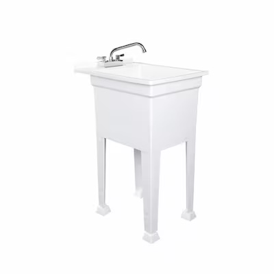 Project Source 18-in x 24-in 1 -Basin White Freestanding Utility tub with Drain with Faucet