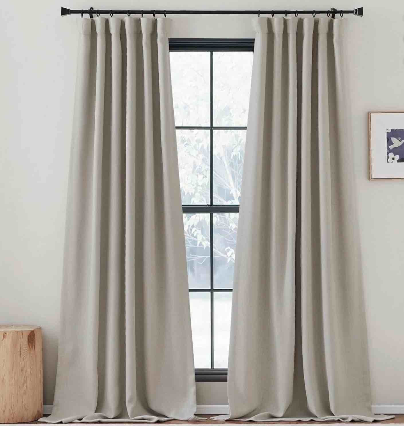 NICETOWN Linen Curtains & Drapes for Living Room 84 inch Length 2 Panels, Pinch Pleated Heat/Light Blocking Room Darkening Curtains Thermal Insulated Window Drapes for Bedroom, Angora, W50 x L84