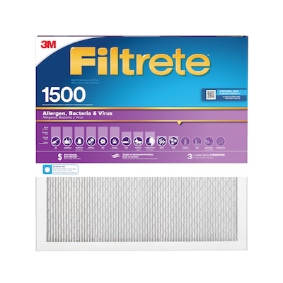 Filtrete 24-in W x 24-in L x 1-in MERV 12 1500 MPR Allergen, Bacteria and Virus Electrostatic Pleated