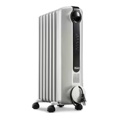 De'Longhi Oil Filled Tower Electric Space Heater with Thermostat and Energy Saving Setting