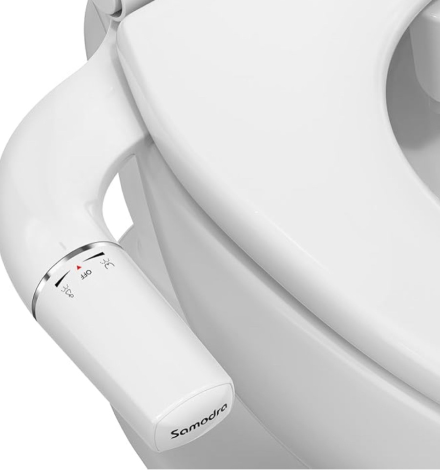 SAMODRA Ultra-Slim Bidet Attachment for Toilet - Dual Nozzle (Frontal & Rear Wash) Hygienic Bidets for Existing Toilets - Adjustable Water Pressure Fresh Water Toilet Bidet - Easy to Install