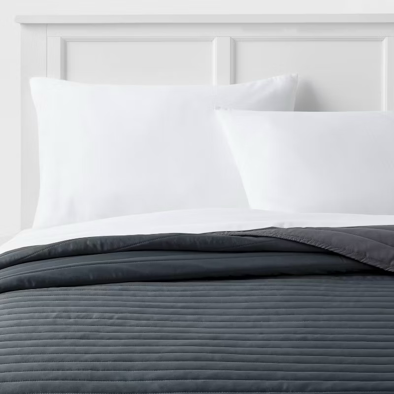 Full/Queen Satin Quilt Dark Gray - Room Essentials™