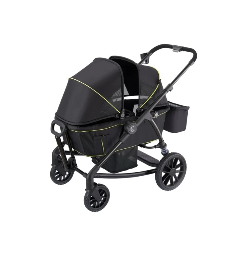 Pamo Babe Unisex 2-Seat Wagon Stroller Folding Stroller with Adjustable Canopy for Infant, Weight 44 Pounds