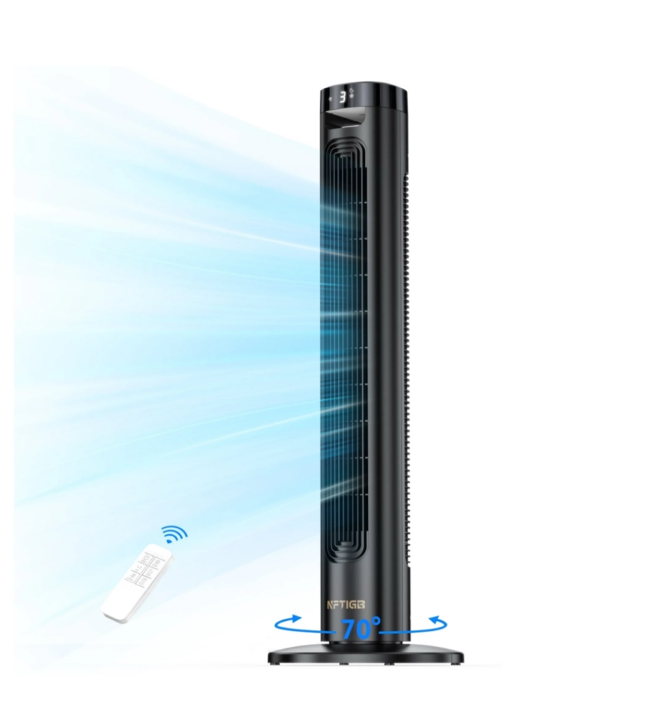 NFTIGB Tower Fans for Home, 36" Standing Floor Fan 75° Oscillating Fan, 3 Speeds 3 Modes,12H Timer,LED Display, New