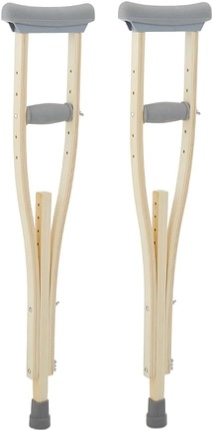 Sammons Preston Wooden Crutches, Adult Size, Latex Free, Sturdy Leg Supports for After Injury or Post Surgery, Adjustable Height and Handle Crutches for Elderly, Handicapped, and Disabled users
