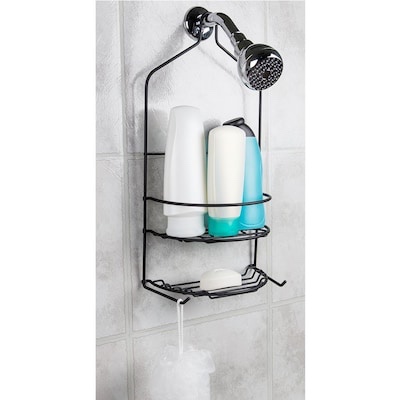 Style Selections Black Steel 2 -Shelf Hanging shower caddy 9.5-in x 5.12-in x 18.31-in