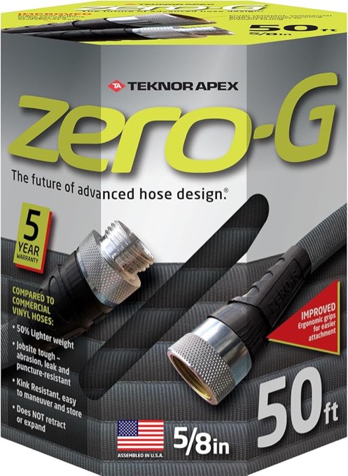 Zero-G 4001-50 Lightweight, Ultra Flexible, Durable, Kink-Free Garden Hose, 5/8-Inch by 50-Feet,Black