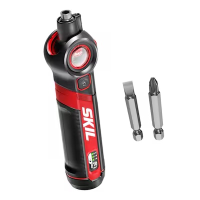 SKIL Twist 2.0 Rechargeable 4V Screwdriver with Pivoting Head, Torque Setting, USB-C Charging Cable & 2PC Bit Set - red/black