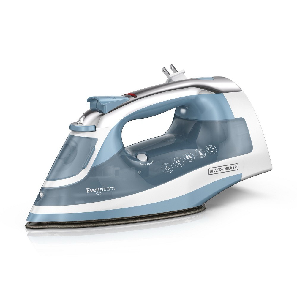 BLACK+DECKER Steam Iron Retractable Cord Gray: 1200W Nonstick Soleplate, Anti-Drip, Vertical Steam, Comfort-Grip Handle