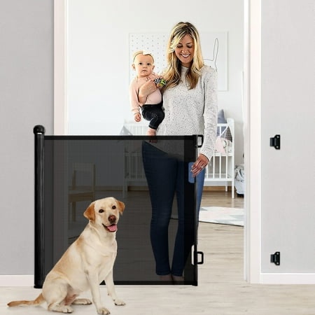 Retractable Mesh Baby Gate Safety Gates for Stairs Doorway 33 Tall Extends to 71 Wide Black