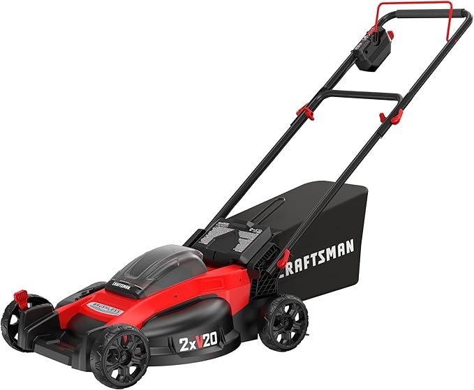 CRAFTSMAN V20 Lawn Mower, Push Mower, Lightweight and Portable, Grass Bag,