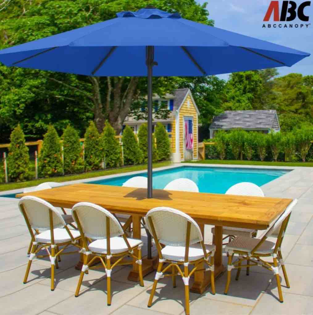 ABCCANOPY 9ft Outdoor Market Hand Push Patio Umbrella,12+Colors, Blue
