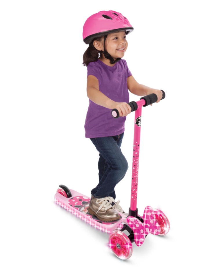 huffy disney minnie mouse light-up toddler scooter, 3-wheel design, ages 3+, pink