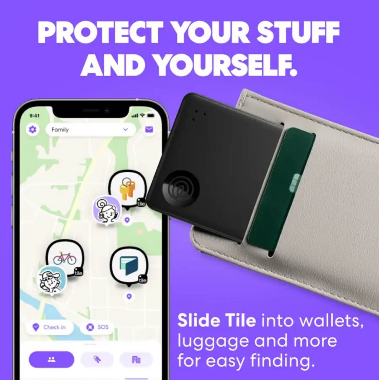 Tile by Life360 - Slim (2022) - 1 Pack Thin Bluetooth Tracker, Wallet Finder and Item Locator for Wallet - Black