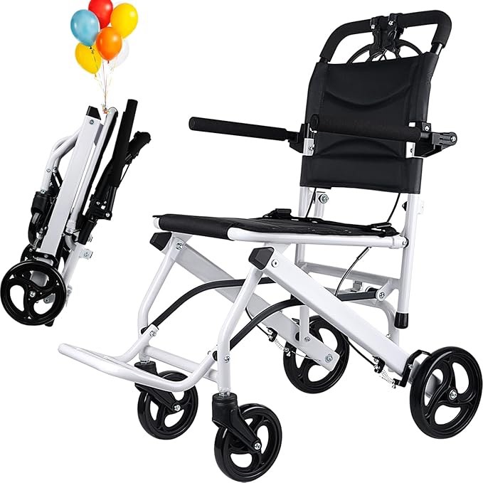 Ultralight Transport Wheelchair, Only 16lbs Weight, with Carry Bag,Support 180lbs, Travel Size, Portable Folding Wheelchair