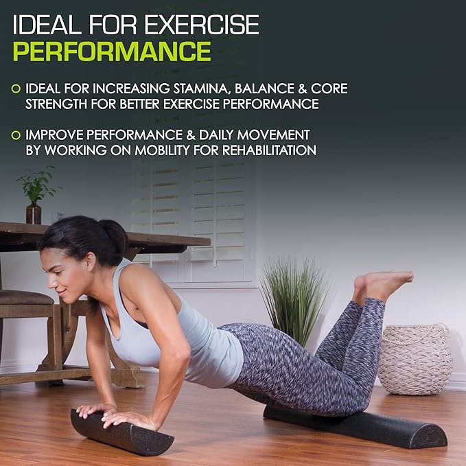ProsourceFit High Density Half-Round Foam Rollers 36”  Black