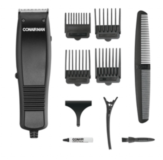 conairman professional men s haircut kit  10 piece kit with basic clipper  guide combs  & accessories  hc93w