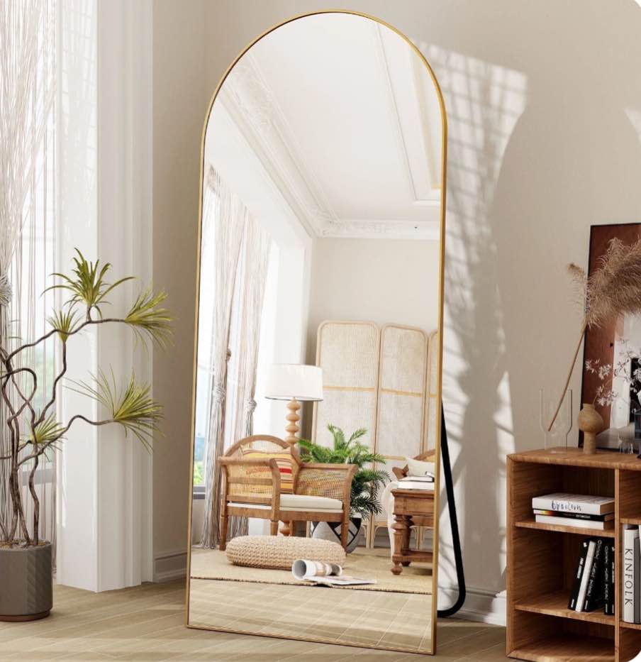 BEAUTYPEAK 71"x 26" Oversized Full Length Mirror Arch Standing Floor Mirror Full Body Mirror, Gold
