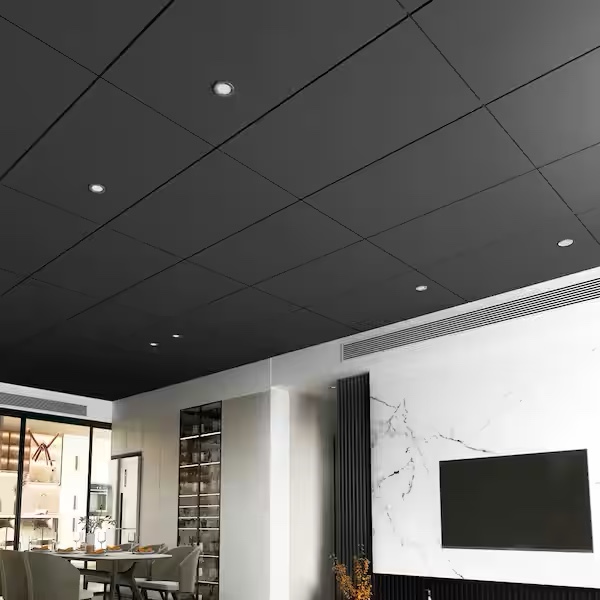 Cortega Square Lay-In 15/16 2 ft. x 4 ft. Drop-in Mineral Fiber Ceiling Tile in Black