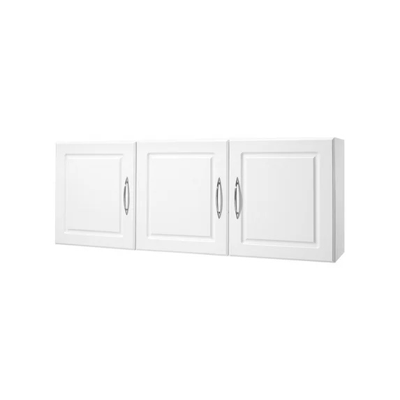 VEVOR Laundry Room Wall Cabinet, 2-Tier Wall Mounted Hanging Cabinet with 3 Doors, Cupboard Organizer with Adjustable Shelf, for Kitchen, Garage, Laundry, 12.44 x 54 x 20.31 in (D x W x H), White