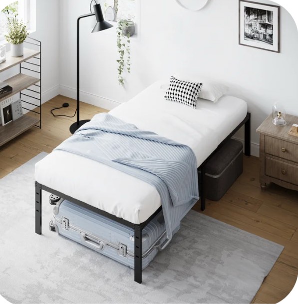 Zimtown 14 inch Twin Size Bed Frames Heavy Duty, Metal Platform Bed No Box Spring Needed, Black