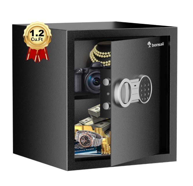 Bonsaii 1.2 Cubic Feet Safe Box Electronic Security Document Safe with Digital Keypad Lock for Home Office Hotel