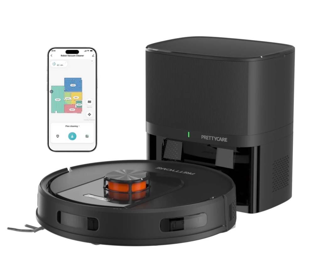 PrettyCare Robot Vacuum and Mop Combo with 9000pa,85 Days Self-Emptying & Refilling Station with 3D Home Mapping L1 PRO