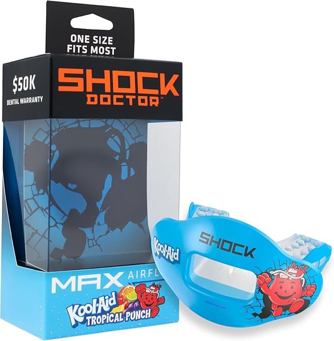 Shock Doctor Max Air Flow Mouthguard for Football, Full Mouth Protection, Compatible with Braces, Instant Fit