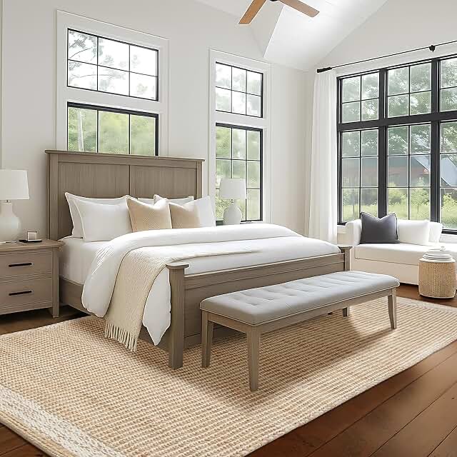 Area Rug for Bedroom, Living Room & More - Indoor Area Rug - 4 x 10 Feet - Solid Design - Natural Color