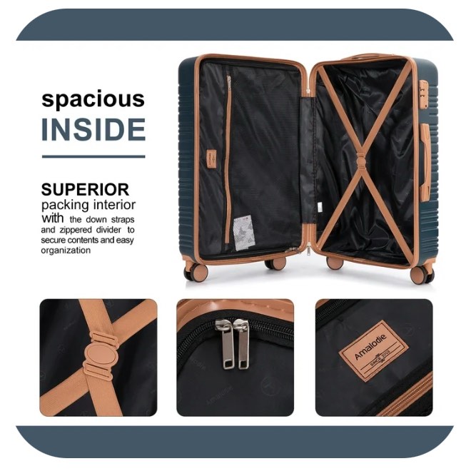 Amalodie 28 Inch Luggage Hardshell  Lightweight Suitcase for Men and Women, with Spinner Wheels, TSA