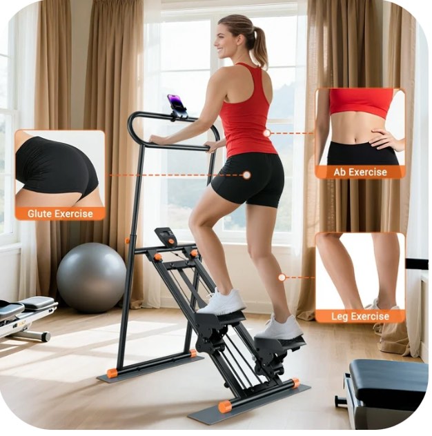 GIKPAL Folding Stair Stepper Machine for Home Gym,Vertical Climber for Full Body Workout with Adjustable Handlebar & Pedals, Extended Step Range Design