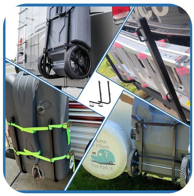 Kojem 4" 4-1/2" Camper RV Bumper Mount Tote Tank Carrier Rack Camco Rhino Secure Holder in Place
