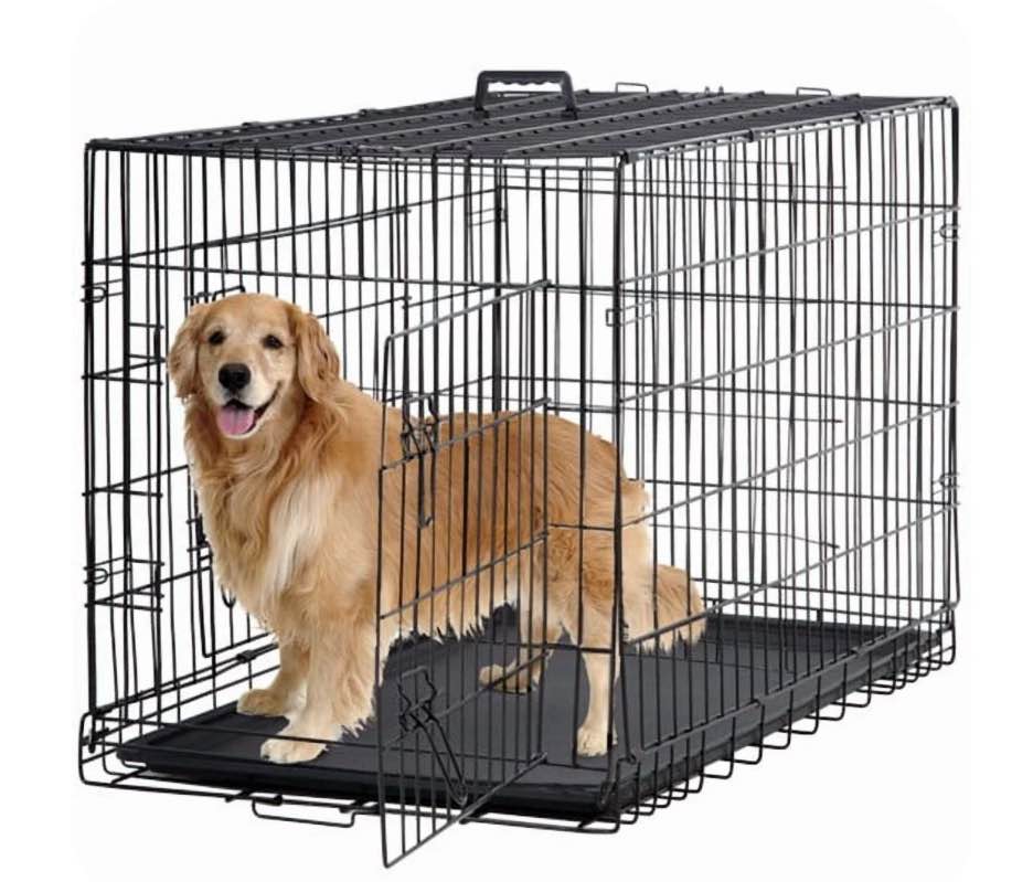 BestPet 48 inch Foldable Metal Dog Crate for Large Dogs, Double Door, Divider, Removable Tray(Black)