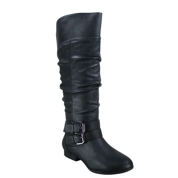 Size 9 Women S Casual Knee High Riding Boots Zipper Closure Faux Leather Black 