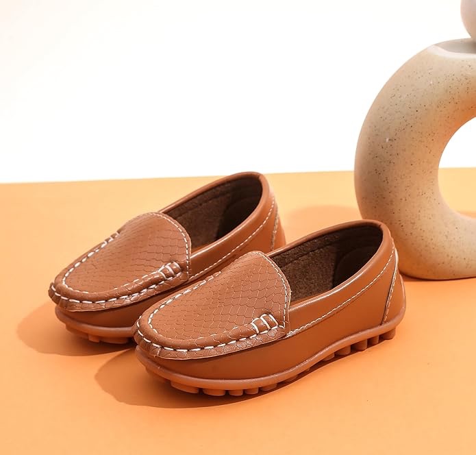 LONSOEN Toddler Little Kid Boys Girls Soft Slip On Loafers Dress Flat Shoes