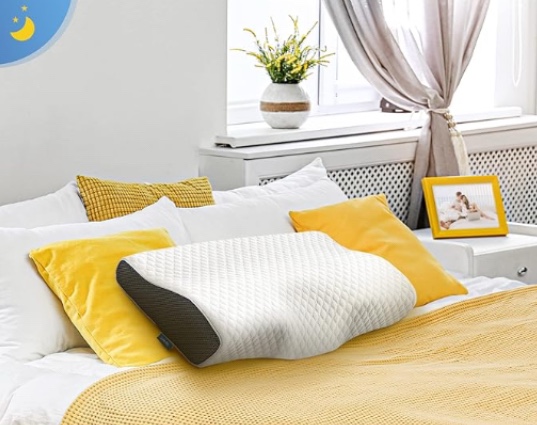 Derila Cervical Neck Pillow for Sleeping - Support Pillow for Back, Stomach, Side Sleeper Contour Memory Foam Pillows for Shoulder Relief, for Women 19.7" x 11.8" x 3.9"