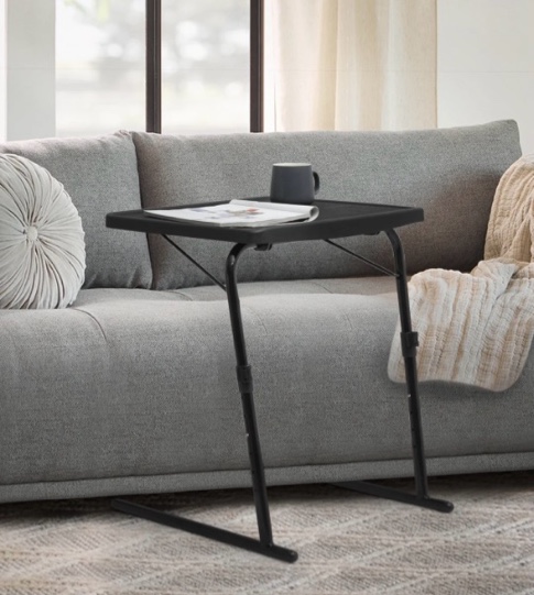 Magshion Portable 6 Height & 3 Tilt Angles Adjustable TV Tray Table, Foldable Dinner Tray Sofa Desk for Home Office, Black