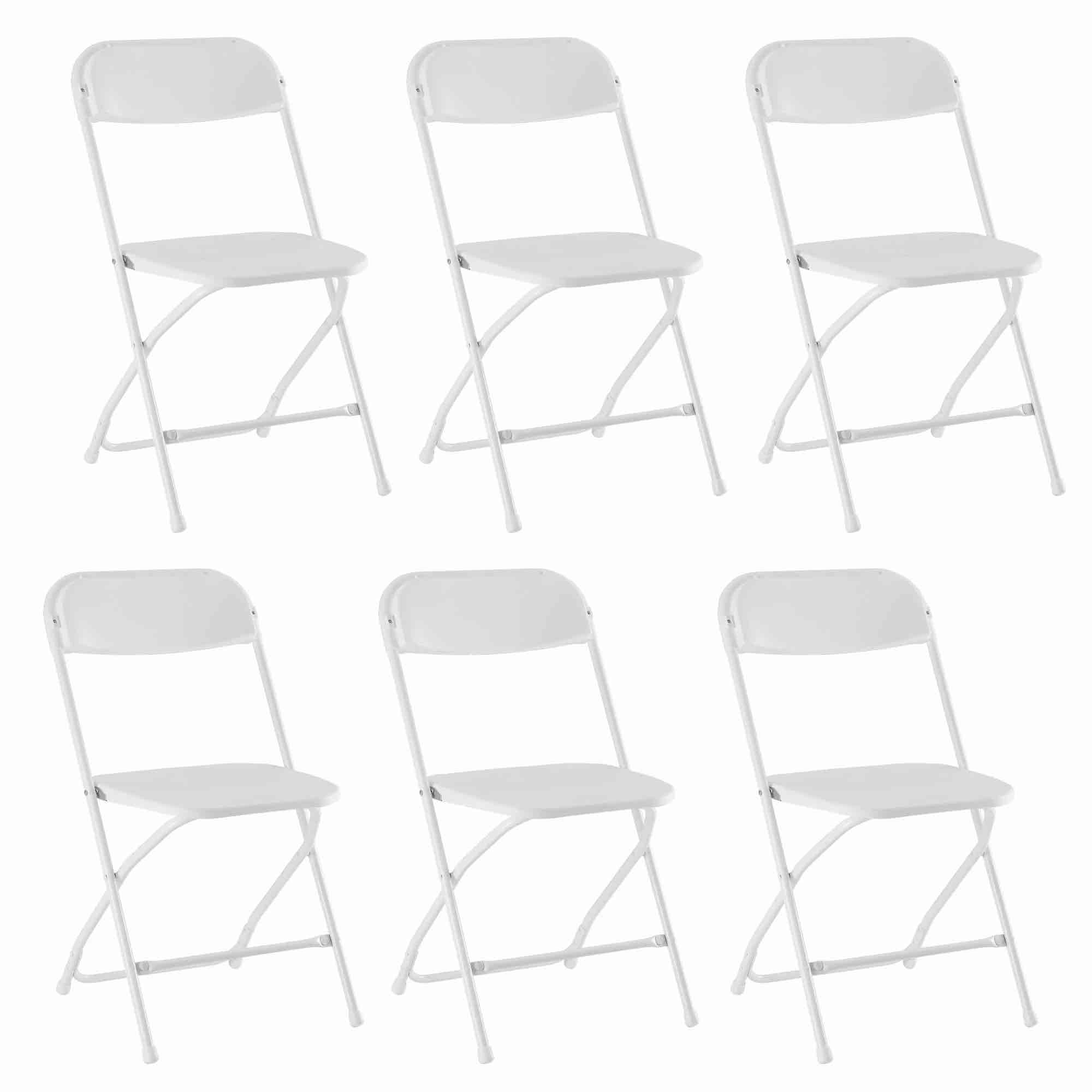 Elama 6 Piece Plastic Folding Dinner Chair in White