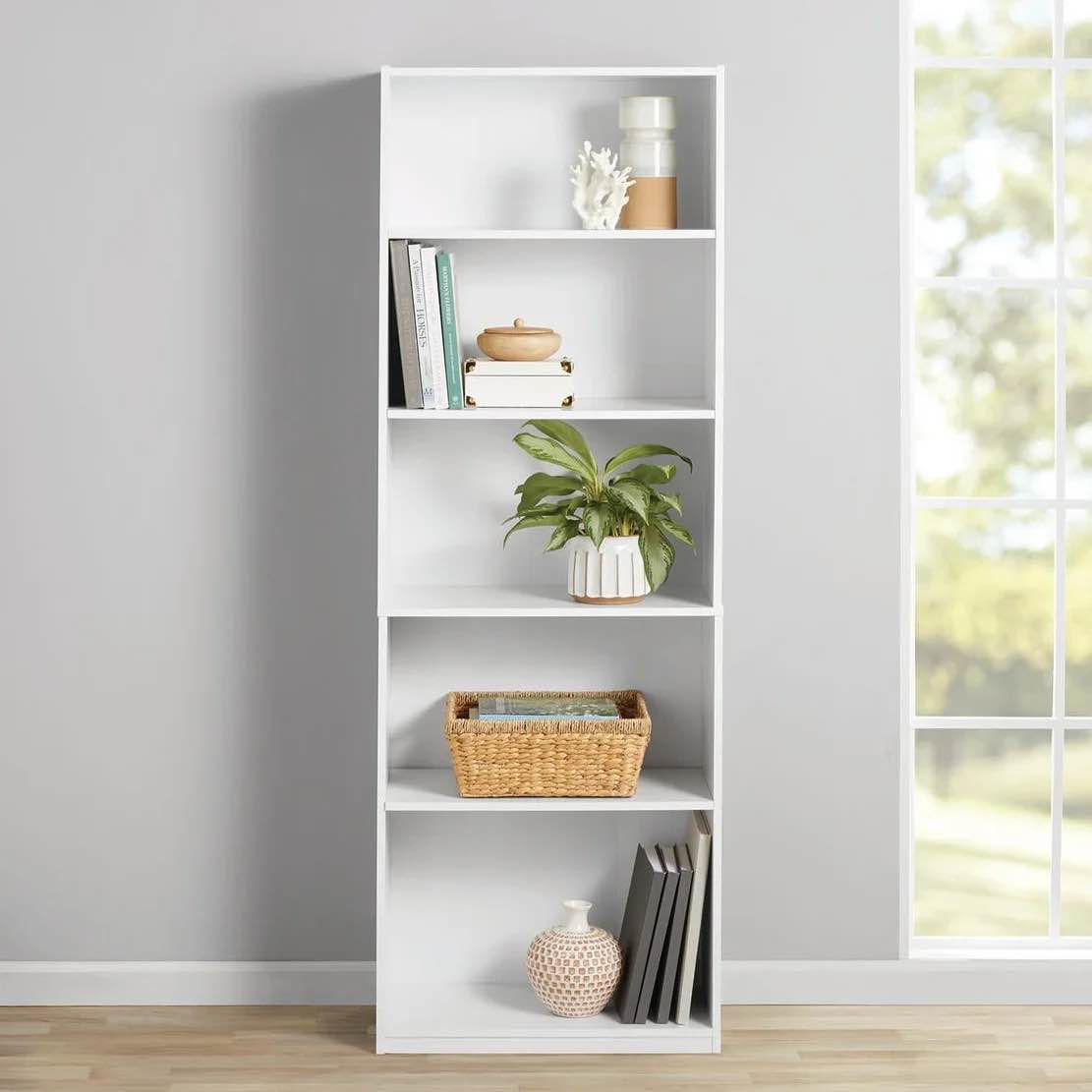 FURINNO JAYA Simply Home 5-Shelf Bookcase, 5-Tier, White