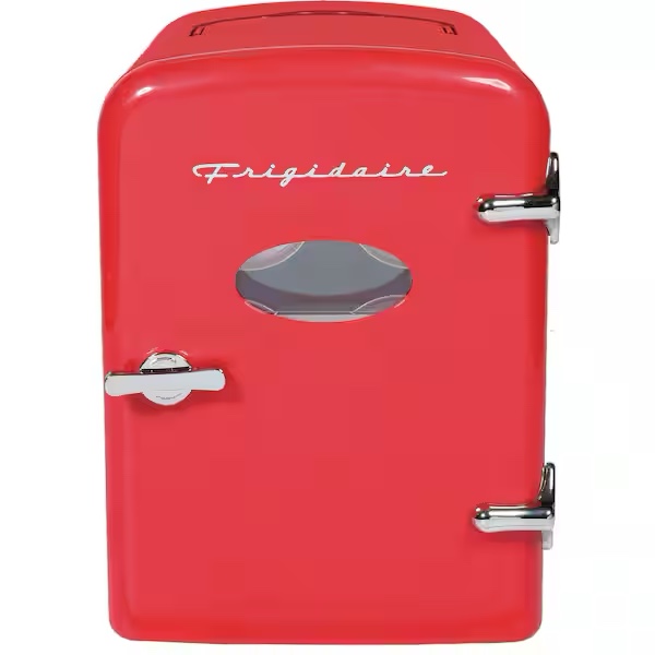 CURTIS EFMIS129-RED Frigidaire Retro Mini Compact Beverage Refrigerator, for Keeping Office Lunch Cool (RED) 1 gallon.