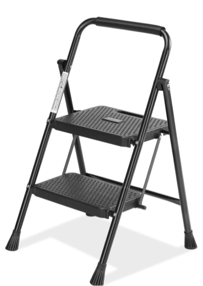 CONCETTA 2 Step Ladder, Folding Step Stool with Anti-Slip Pedal, Lightweight Portable Ladder for Home, Workplace, 800lbs Capacity?Black