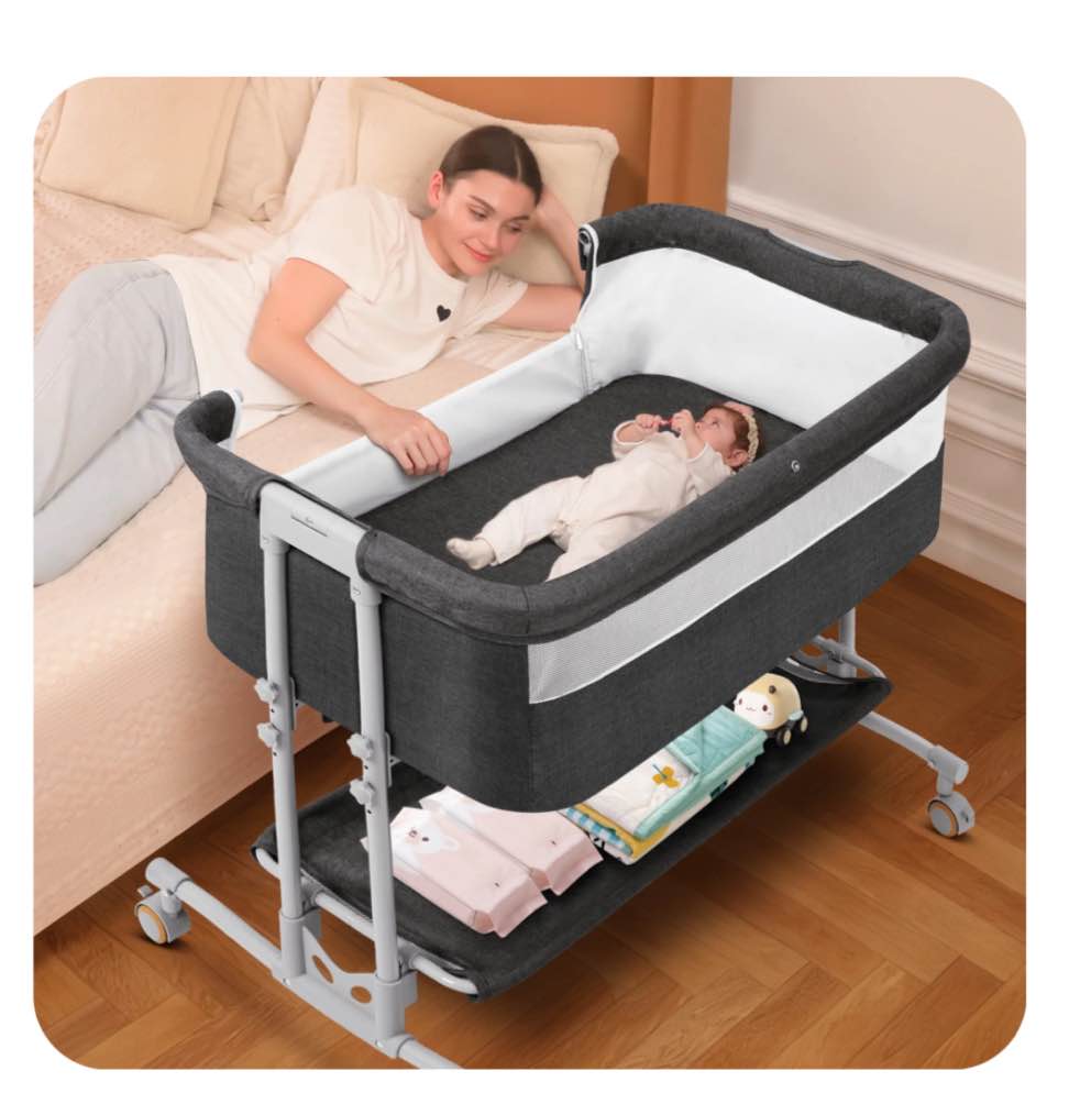 Babyeap Baby Bassinet Bedside Sleeper Bassinet for 0–5 Months Infants, Unisex, Dark Gray